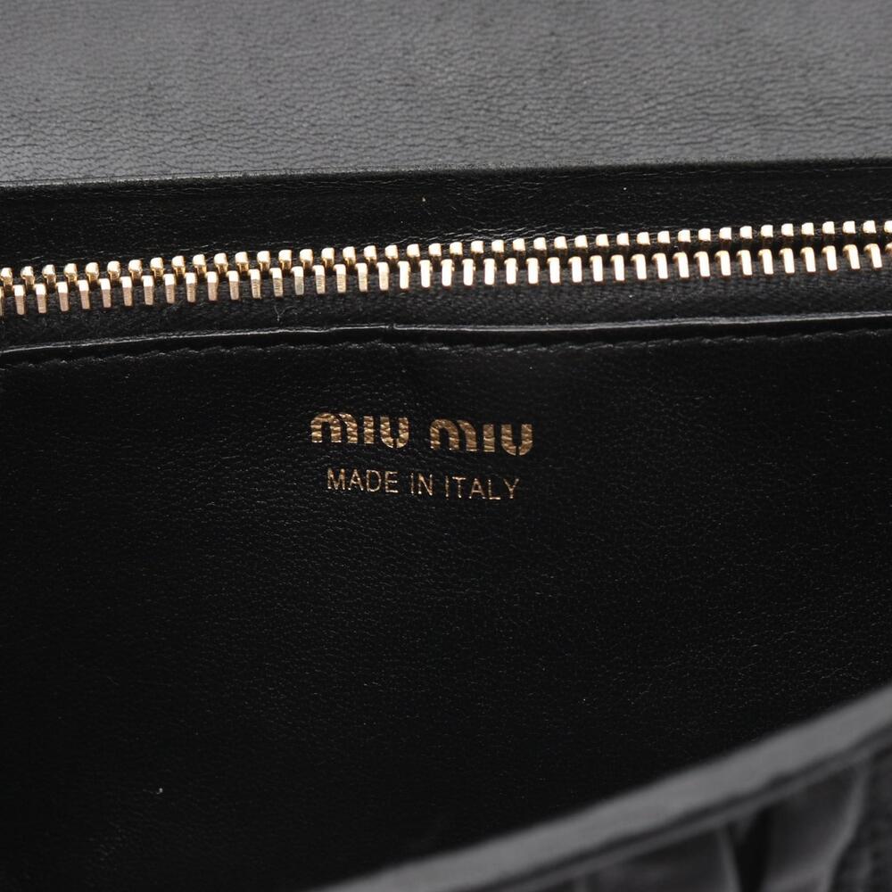 Miu Miu Bi fold Long Wallet Leather Black - Picture 4 of 6